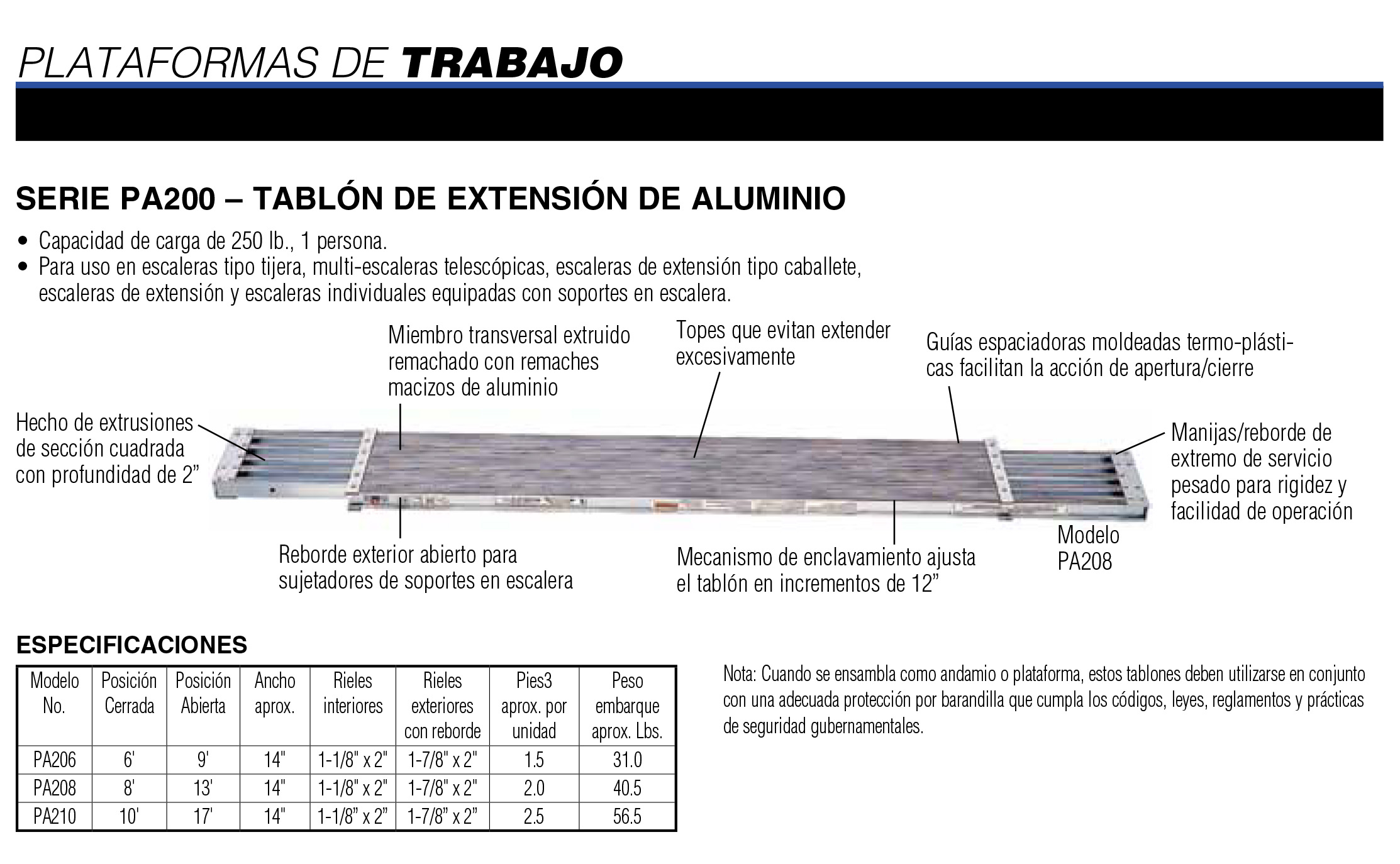 Expanding Plank | Werner 250 lb. Rating | Aluminum