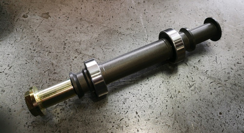 TR750 Front Wheel Spindle Assembly to suit Maxton forks with Marvic Mag Wheels
Assembly comprised of Plated spindle, captive spacers and bearings, bearing spacer tube and nut. All made to fit Marvic 7 spoke magnesium wheels in Maxton forks with TR yokes