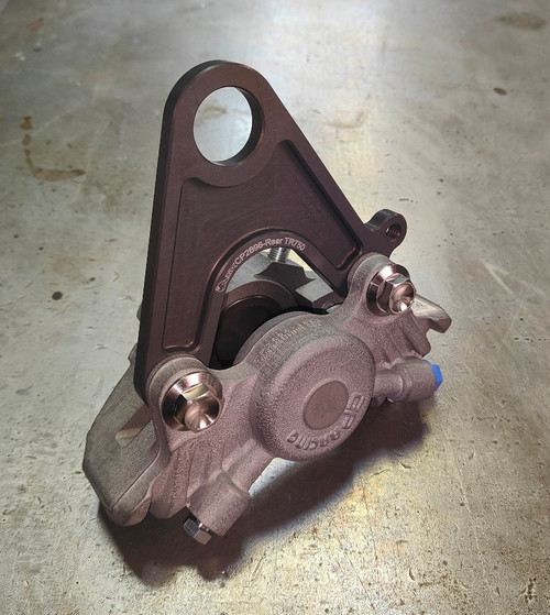 TR750 Rear Brake calliper bracket to suit PHW Chassis/Marvic wheel/BDK Setup, using a AP cp2696 brake caliper.