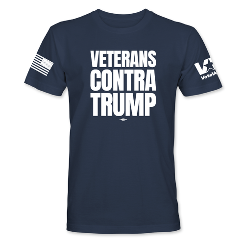 Veterans Contra Trump (Unisex Navy Tee)