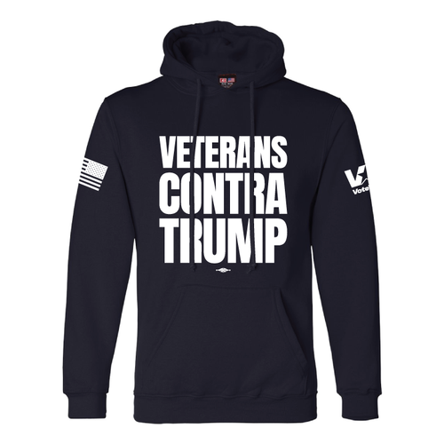 Veterans Contra Trump (Navy Pullover Hoodie)