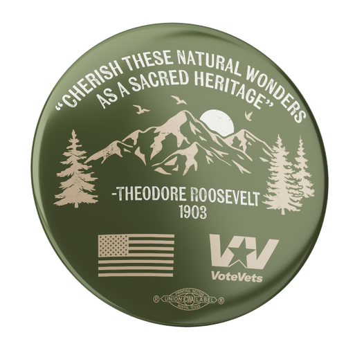 "Cherish These Natural Wonders" Teddy Roosevelt Quote Buttons (2 pack)