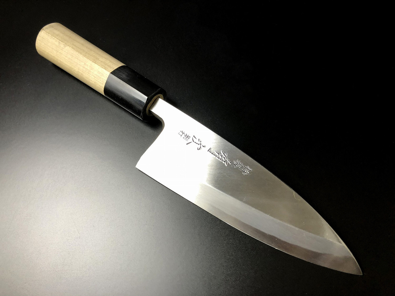 ARITSUGU Deba Blue Steel Fillet Kitchen Japanese Chef Knife 120 mm 4.72  AT018ds Engraved Name Saya Cover - Japanese Knives