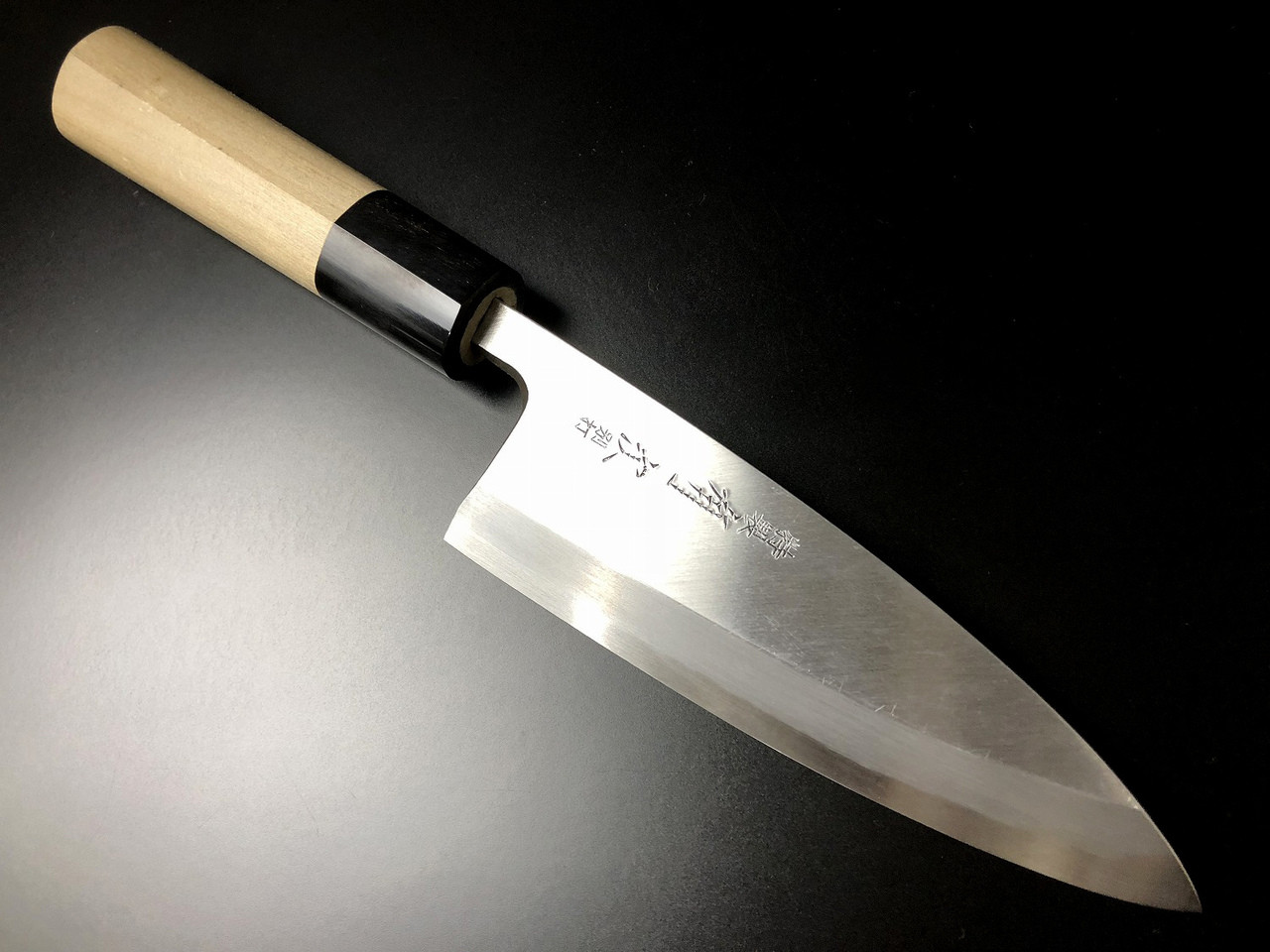 ARITSUGU Deba Blue Steel Fillet Kitchen Japanese Chef Knife 135 mm 5.31  AT018s Engraved Name Saya Cover - Japanese Knives