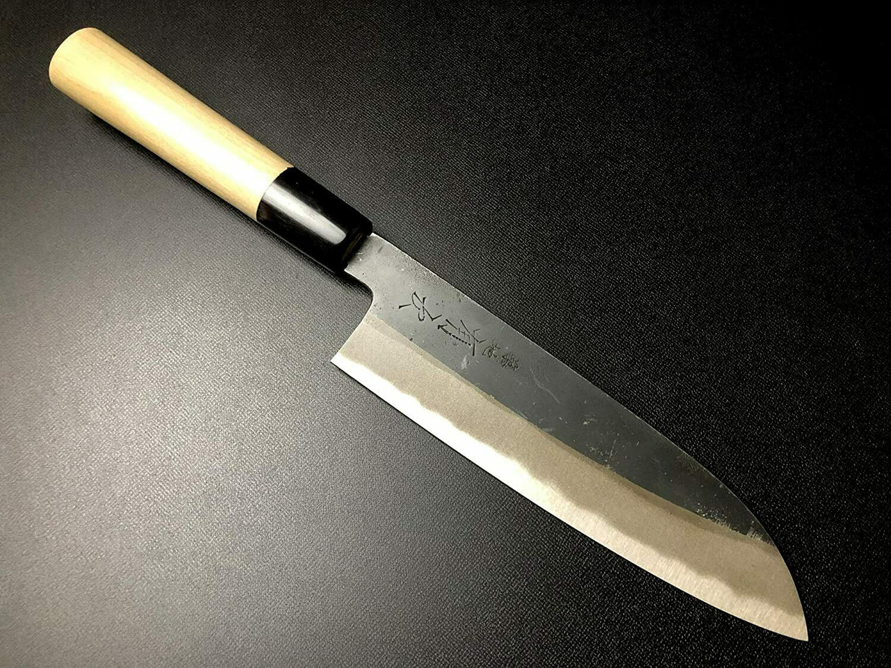 Japan Knife Aritsugu Chef Knife Black Santoku Knife Blue Steel 180 mm 7.08  Sushi Knife Japan Kitchen Knife Japan Sword Saya Gift Personalize Name  Magnolia Handle - Japanese Knives
