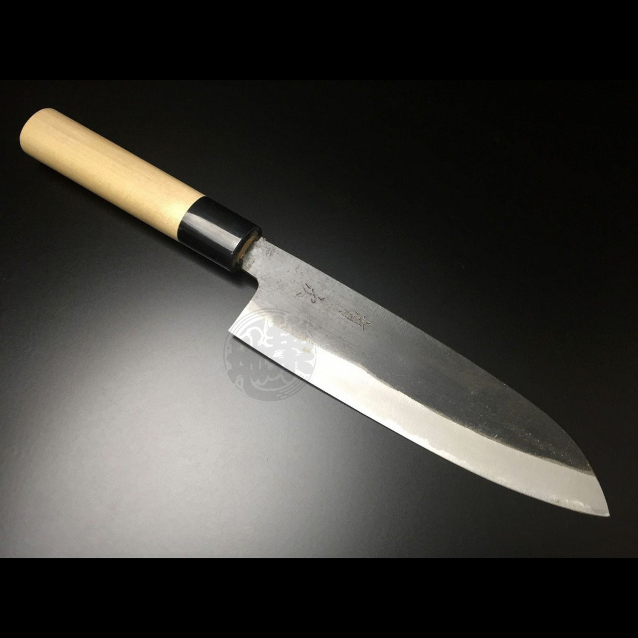 Aritsugu Japanese Chef Knife Black Santoku 180mm (7") Blue Steel Sheath - Authentic Aritsugu | Sharpened
