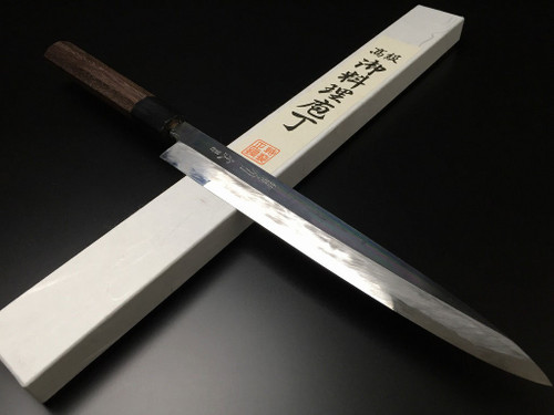 Japanese Chef Knife Aritsugu Yanagiba Betsuuchi Mirror Type 240 mm 9.44" Blue Steel Rosewood Personalized Name