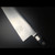 Close-up of Aritsugu Gyuto 270mm stainless steel blade heel and black handle