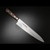 Authentic Tsukiji Aritsugu Japanese Gyuto chef knife with wooden handle on a dark background