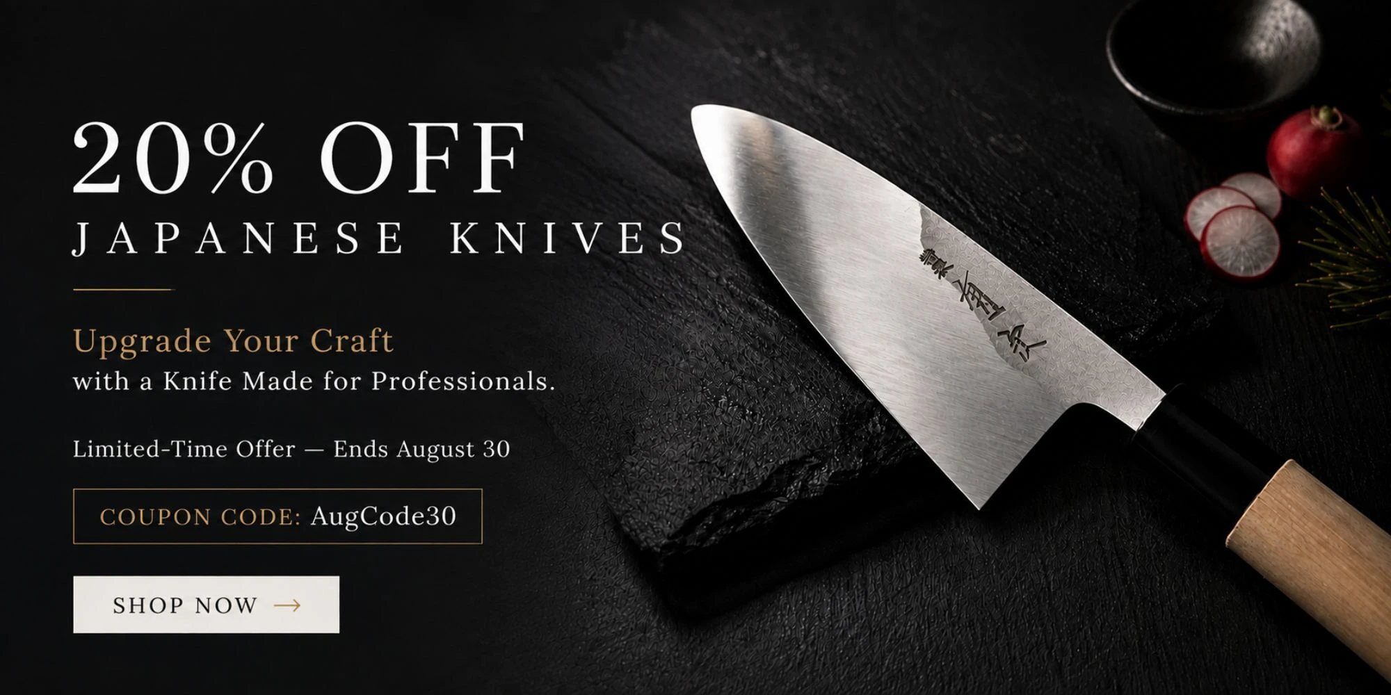 Aritsugu Japanese knives 20% off sale through August 30 – professional Japanese chef knives