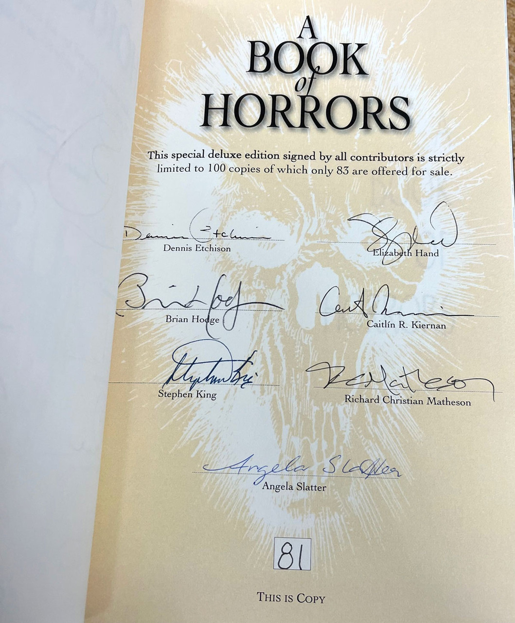 Cemetery Dance 2012 "A BOOK OF HORRORS" Signed Limited Deluxe Edition, Leather Bound, No. 81 of only 83 [Very Fine]