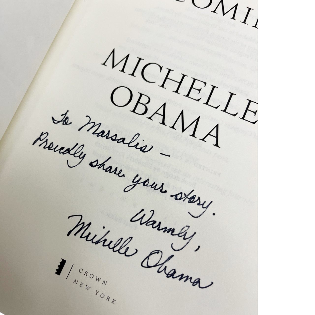 Michelle Obama "Becoming" Signed/Inscribed First Edition, First Printing w/COA