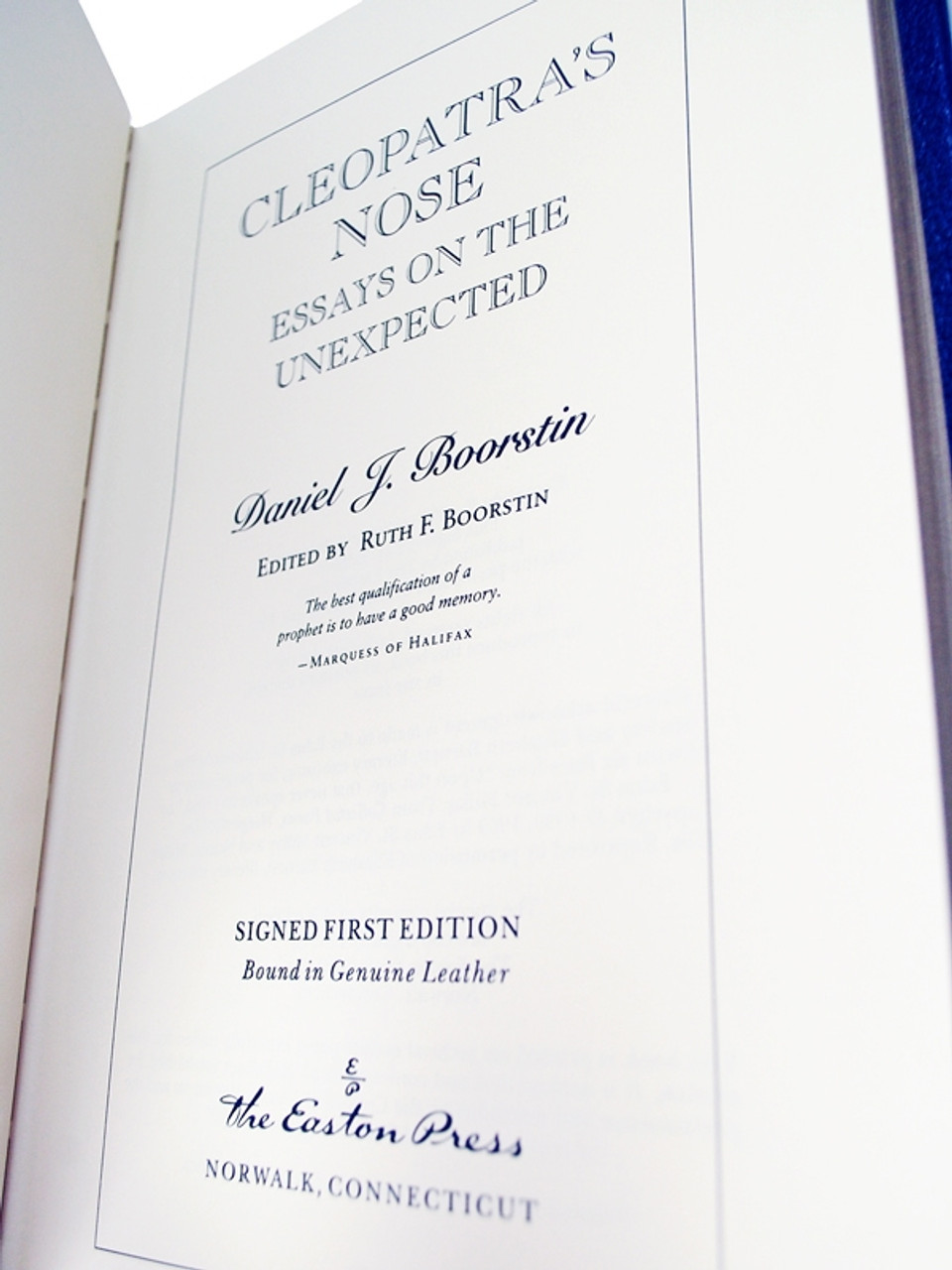 Daniel Joseph Boorstin "Cleopatra's Nose" Signed Limited Edition, Leather Bound Collector's Edition