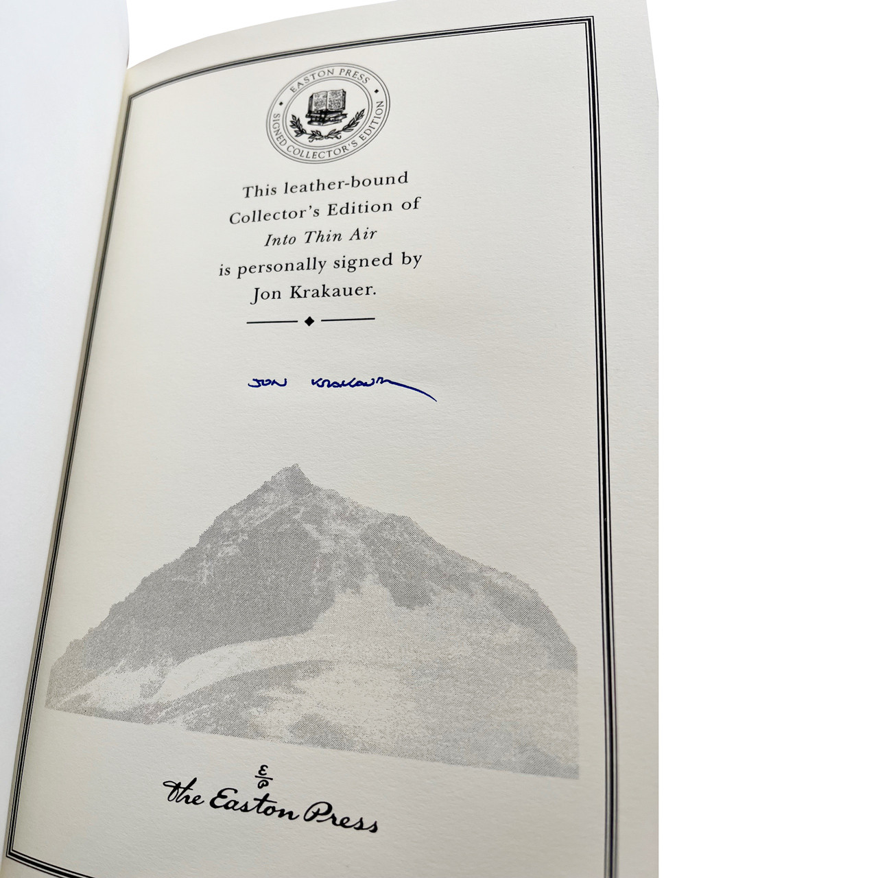 Jon Krakauer "Into Thin Air: A Personal Account of the Mt. Everest Disaster" Signed Limited Edition w/COA and Collector's Notes [Sealed]