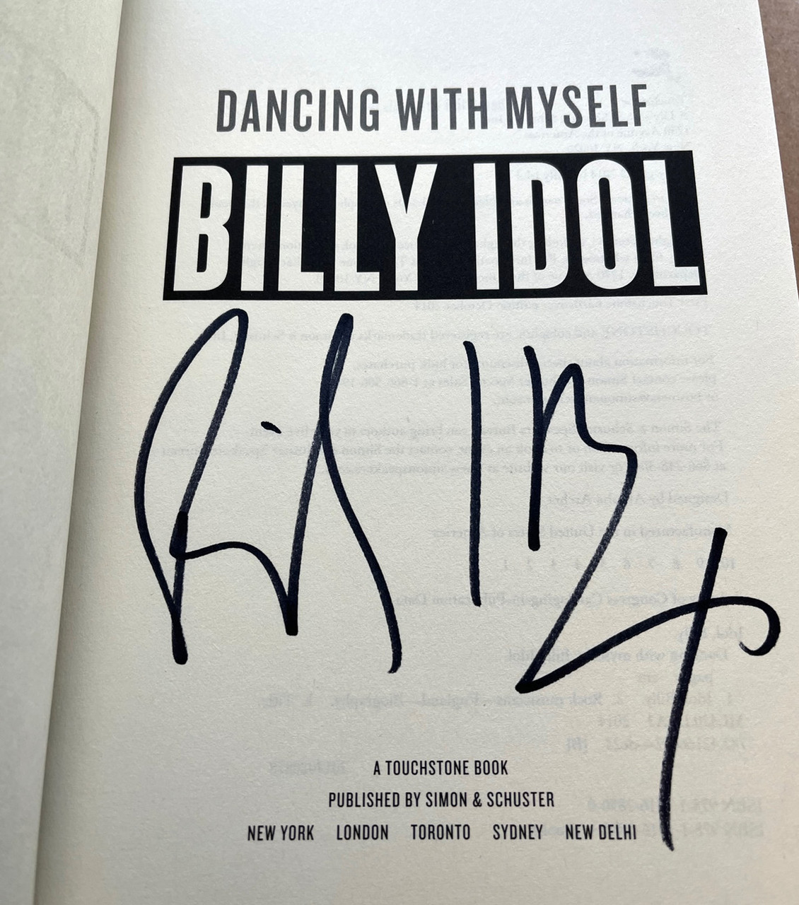 Billy Idol "Dancing With Myself" Signed First Edition, First Printing w/COA