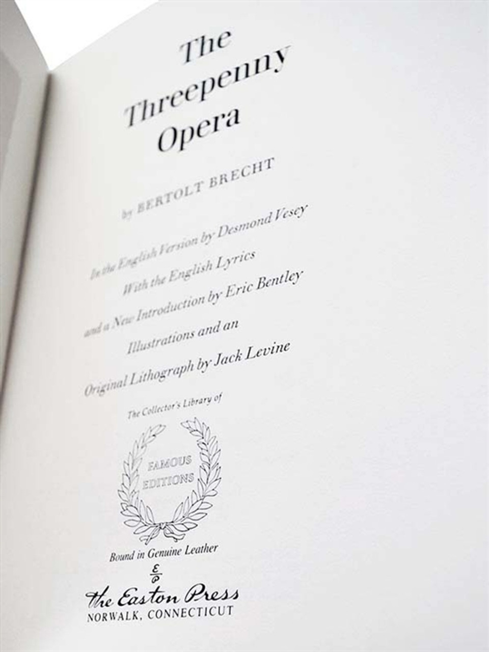 Easton Press "The Threepenny Opera" Bertolt Brecht, Leather Bound Collector's Edition [Very Fine]