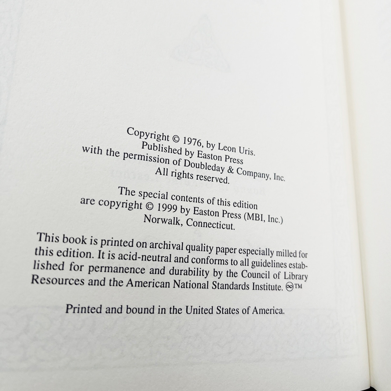 Leon Uris "Trinity" Signed Limited Edition w/COA and Collector's Notes [Very Fine]