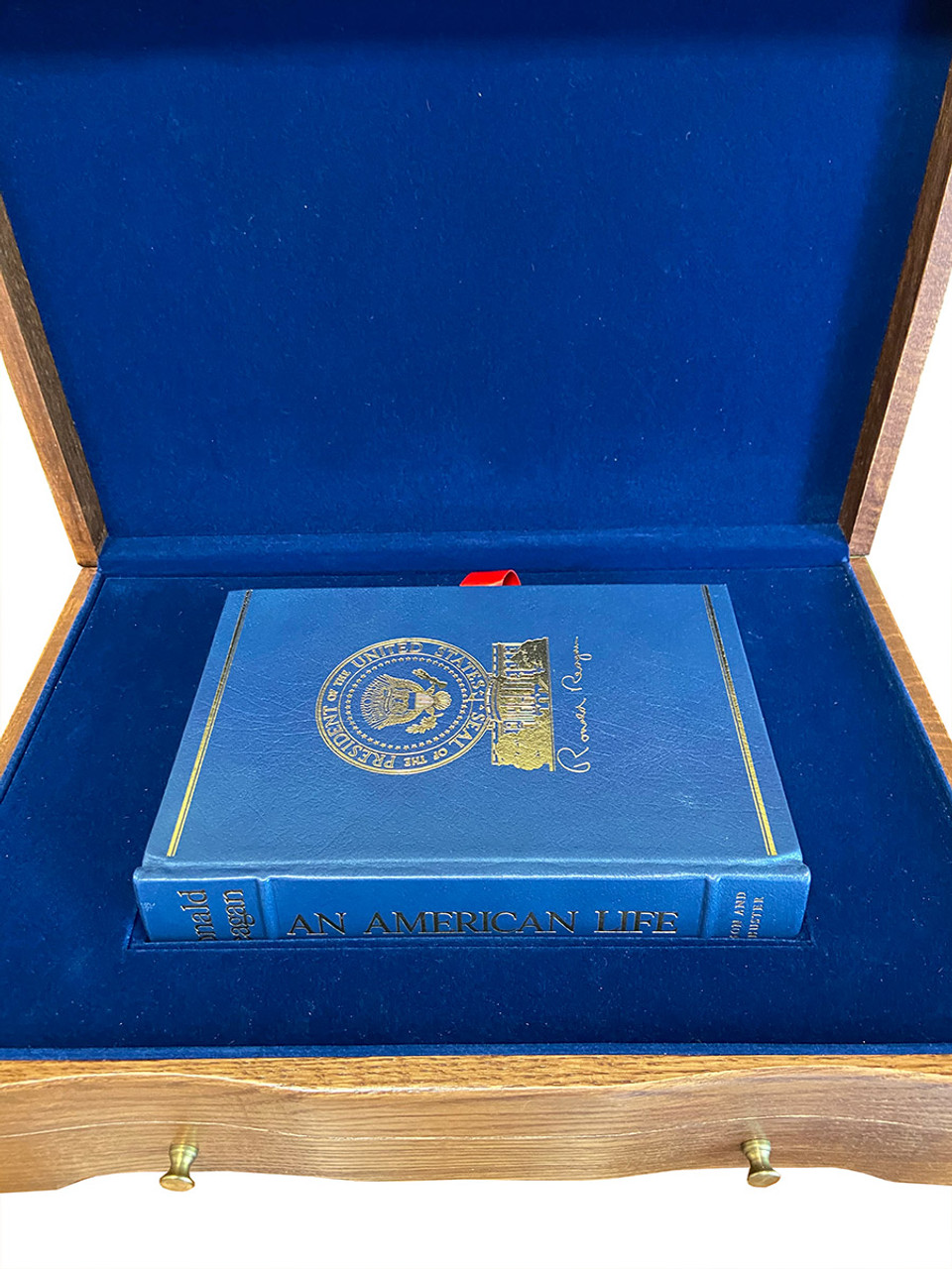 Easton Press, Ronald Reagan "An American Life" Deluxe Signed Limited First Edition No. 994 of 2,000 Oak Presentation Chest