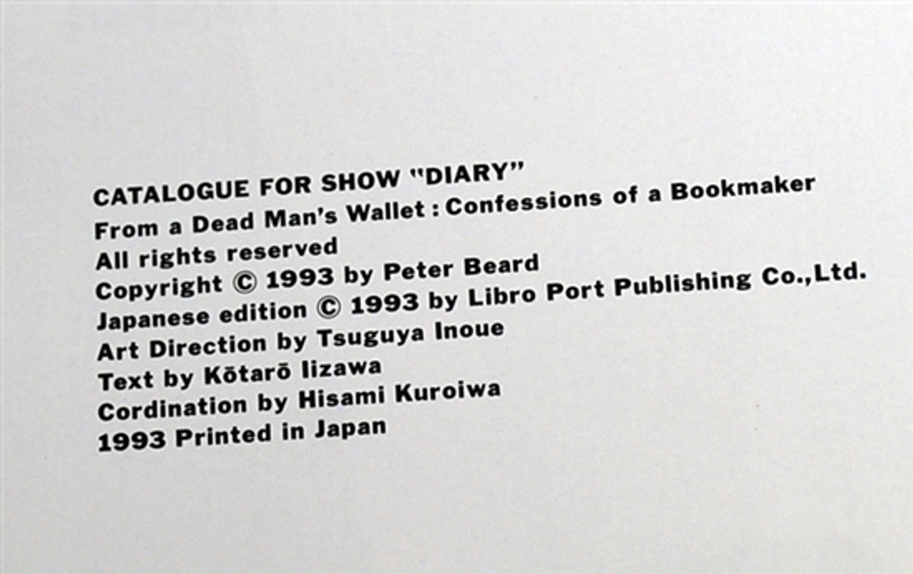 Peter Beard "DIARY" Exhibition Catalog, Libro Port First Edition Jananese 1993 Illustrated Edition