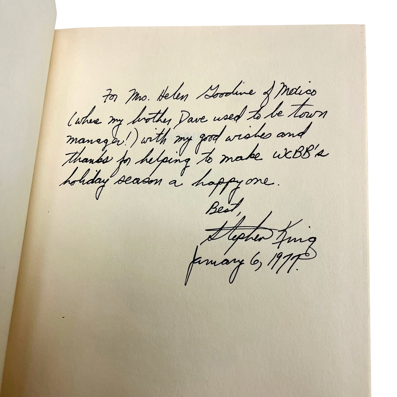 Stephen King "Carrie" (Signed First Edition), "Salem's Lot" (Signed First/Second) Matching Inscribed Association Set w/Provenance [Jan 6, 1977]