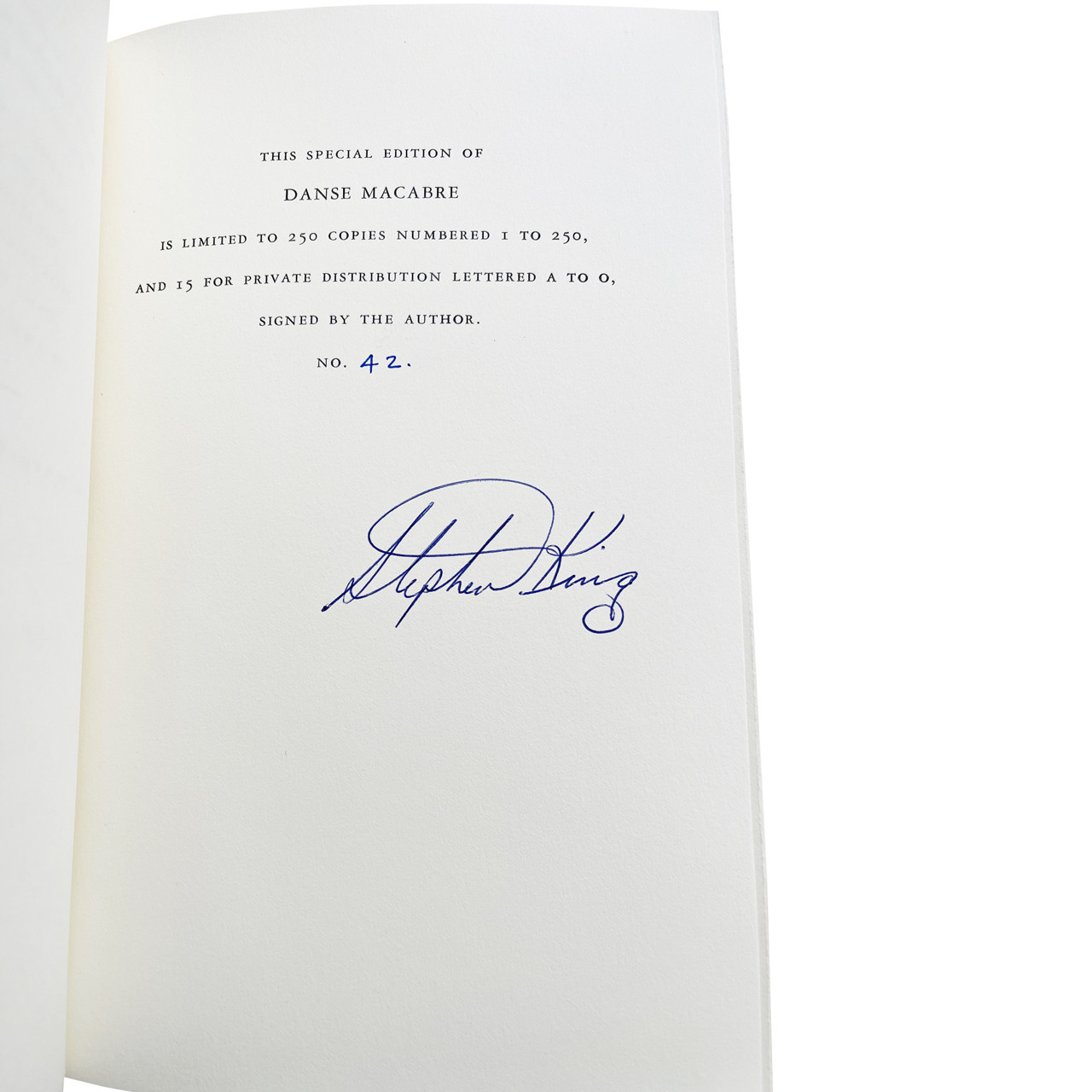 Stephen King "Danse Macabre" Slipcased Signed Limited Edition, First Edition No. 42 of 250