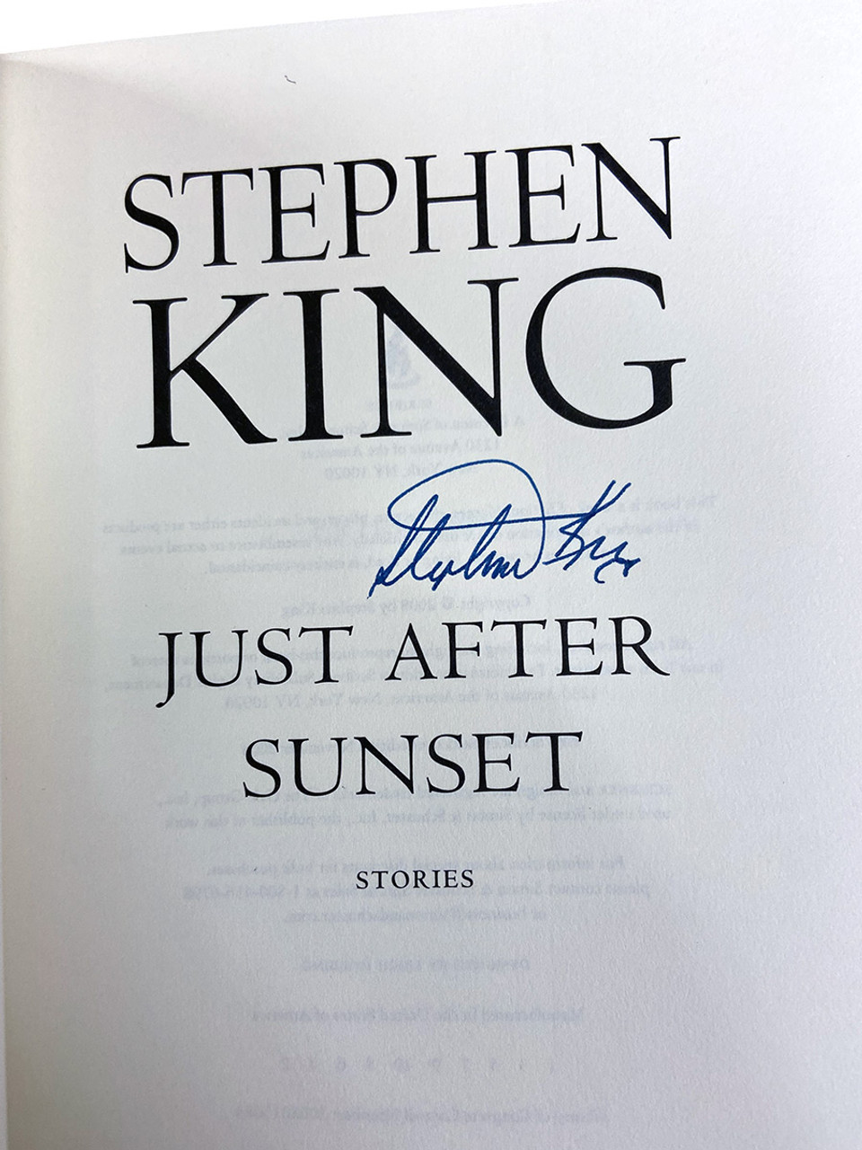 Stephen King "Just After Sunset" Signed First Edition, Book Signing Ticket + Flyer , Slipcased w/COA  [Very Fine/Very Fine]