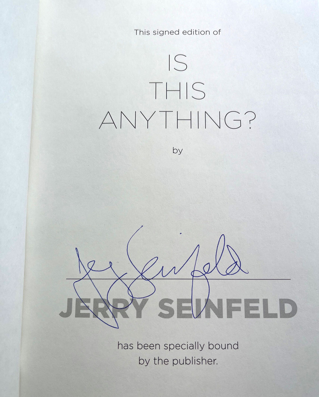 Jerry Seinfeld "Is This Anything?" Slipcased Signed First Edition/First Printing w/COA [NF/Sealed]