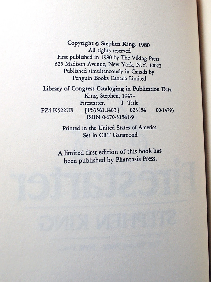 Viking Press 1980 - Stephen King "Firestarter" dj/HC Slipcased First Edition, First Printing [NF/NF]
