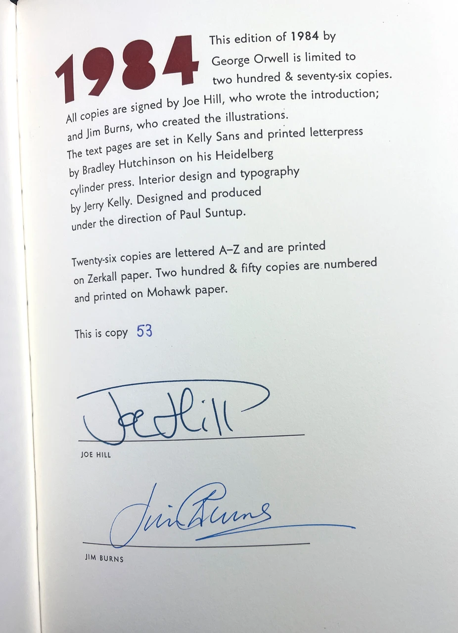 George Orwell "1984" Slipcased Signed Limited Edition No. 53 of 250 w/Premiums [Very Fine]