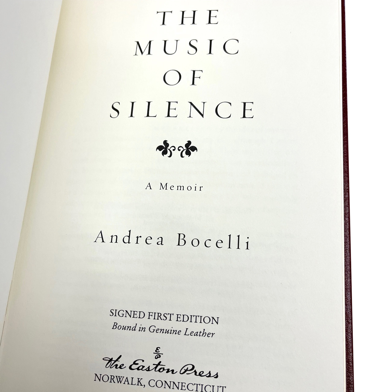 Andrea Bocelli "The Music of Silence" Signed First Edition, Leather Bound Collector's Edition of 1,200 w/COA