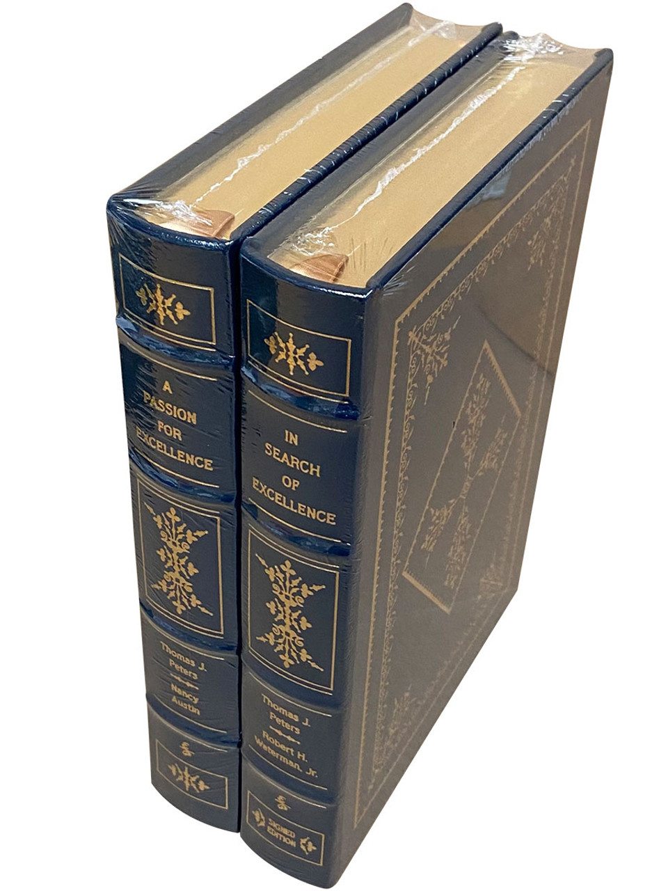 Thomas J. Peters and Robert H. Waterman Jr. "In Search Of Excellence",  "A Passion For Excellence" Signed Limited Edition, Leather Bound Collector's Edition 2-Vol. Matched Set w/COA [Sealed]