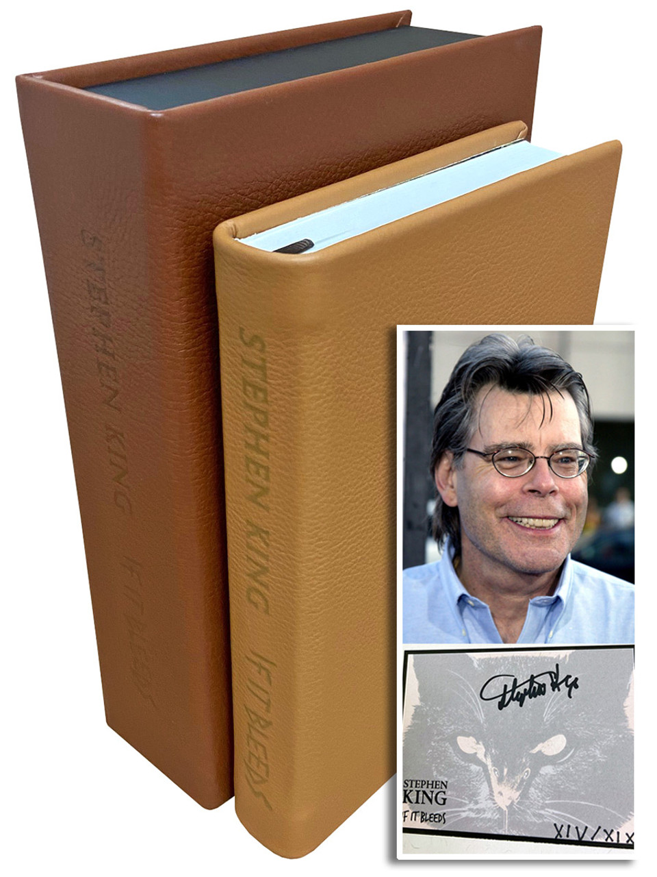 Stephen King "If It Bleeds" Signed Roman Numeral Edition XIV/XIX , Leather Bound Collector's Edition Tray-cased  [Very Fine]
