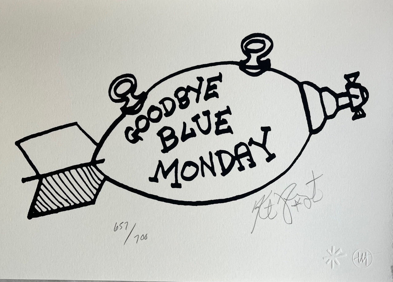 Kurt Vonnegut "ADIOS" or "Goodbye Blue Monday" Signed Limited Edition Silkscreen No. 658/700 , Matted and Framed Fine Art Print [Very Fine]