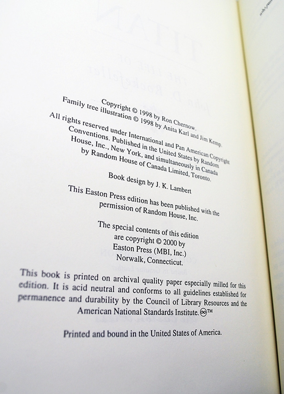 Easton Press, Ron Chernow "TITAN: The Life of John D. Rockefeller" Leather Bound Collector's Edition [Very Fine]