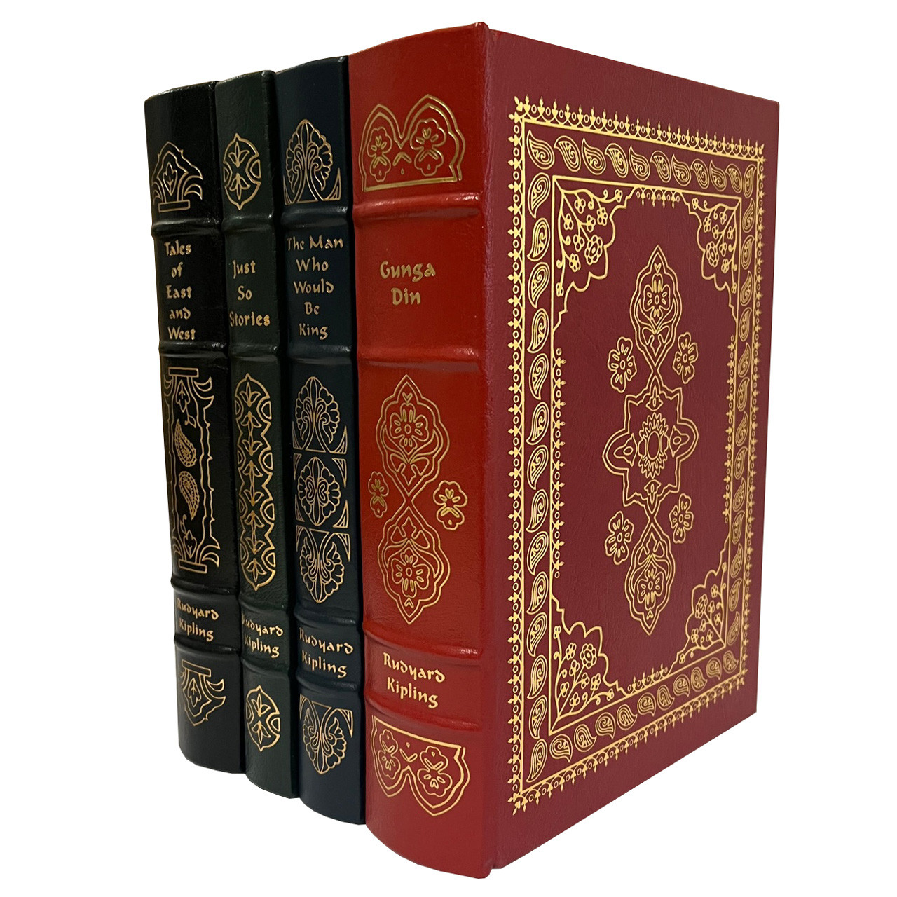 Rudyard Kipling "The Tales of East and Wests", "Just So Stories", "The Man Who Would Be King", "Gunga Din"  4-Volume Leather Bound Collector's Set