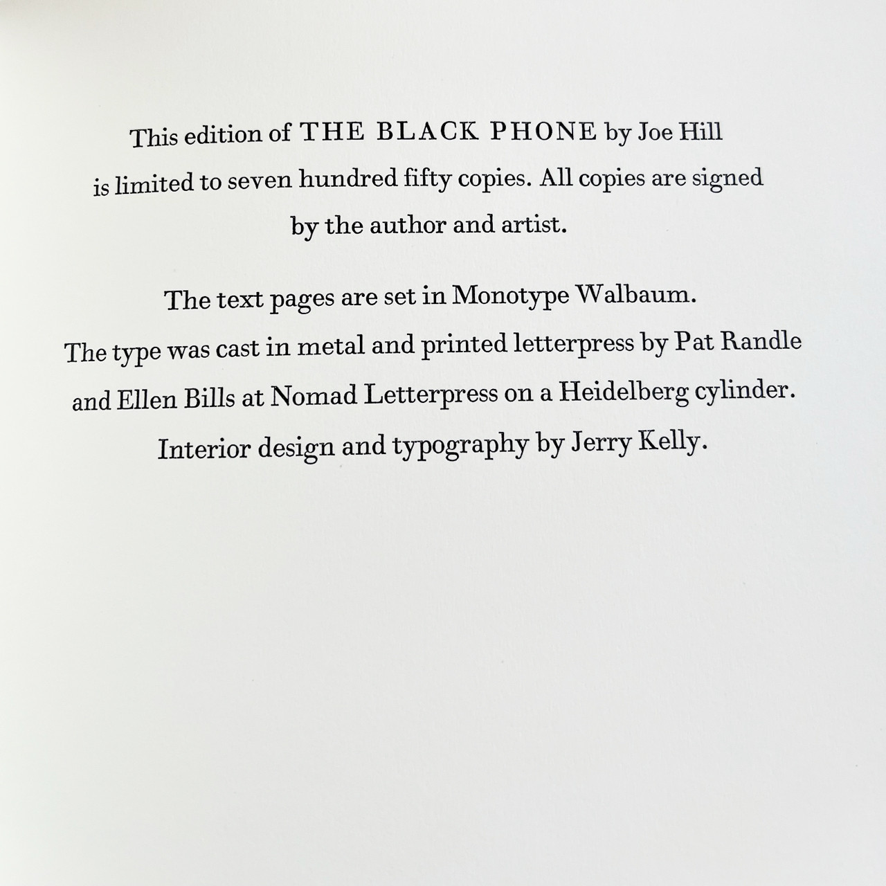 Joe Hill "The Black Phone" Signed Limited Edition of 750, Classic Edition [Sealed]