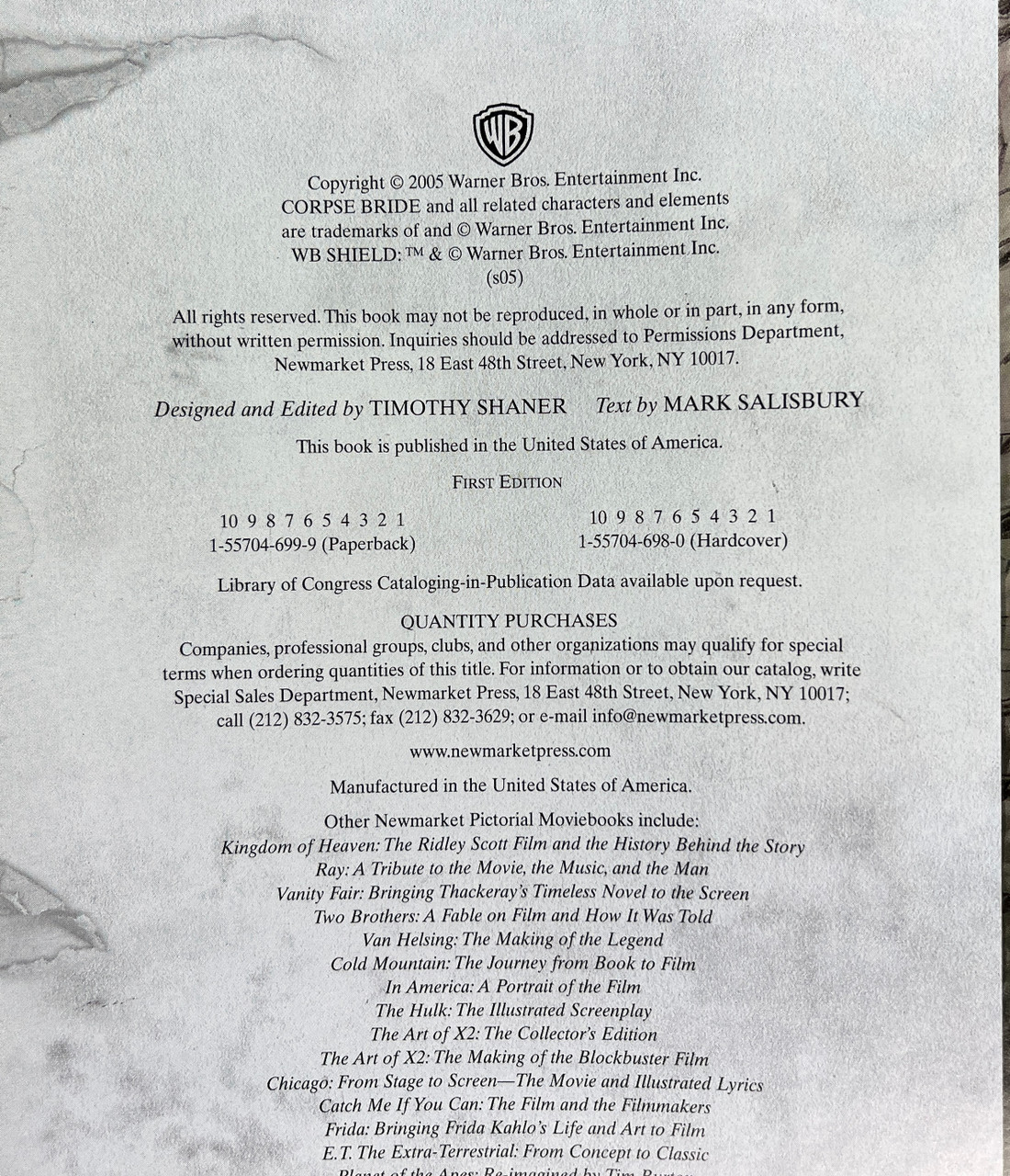 Tim Burton "Corpse Bride: An Invitation to the Wedding" Signed First Edition, First Printing  w/COA