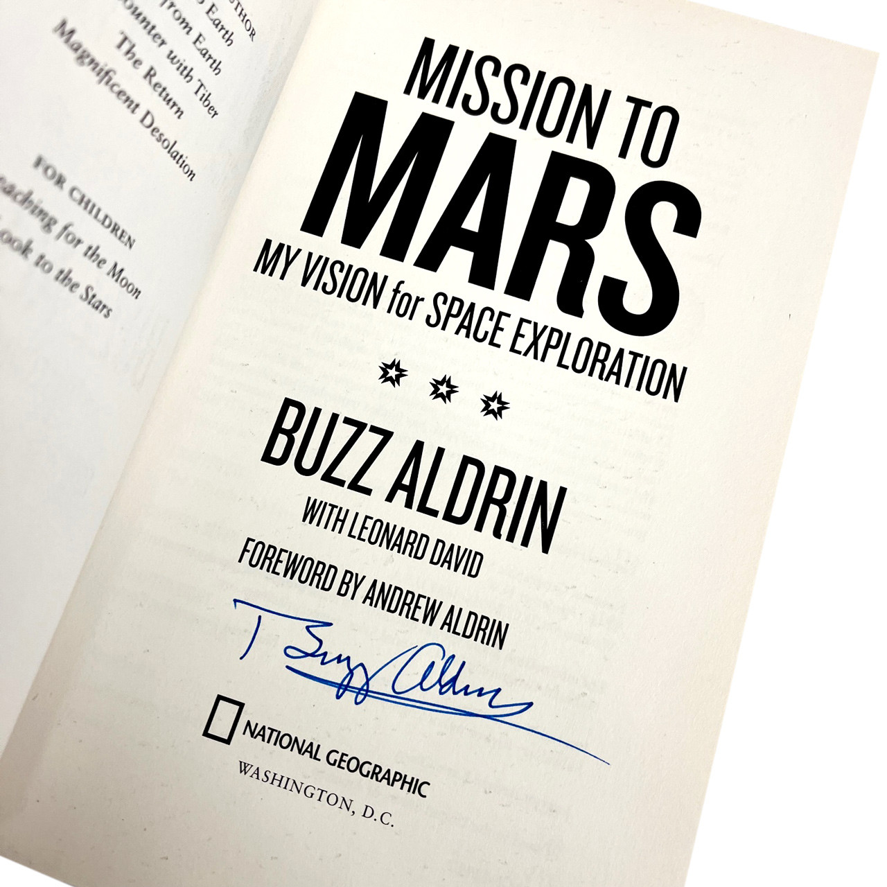 Buzz Aldrin "Mission To Mars: My Vision for Space Exploration" Signed First Edition/ First Printing w/COA