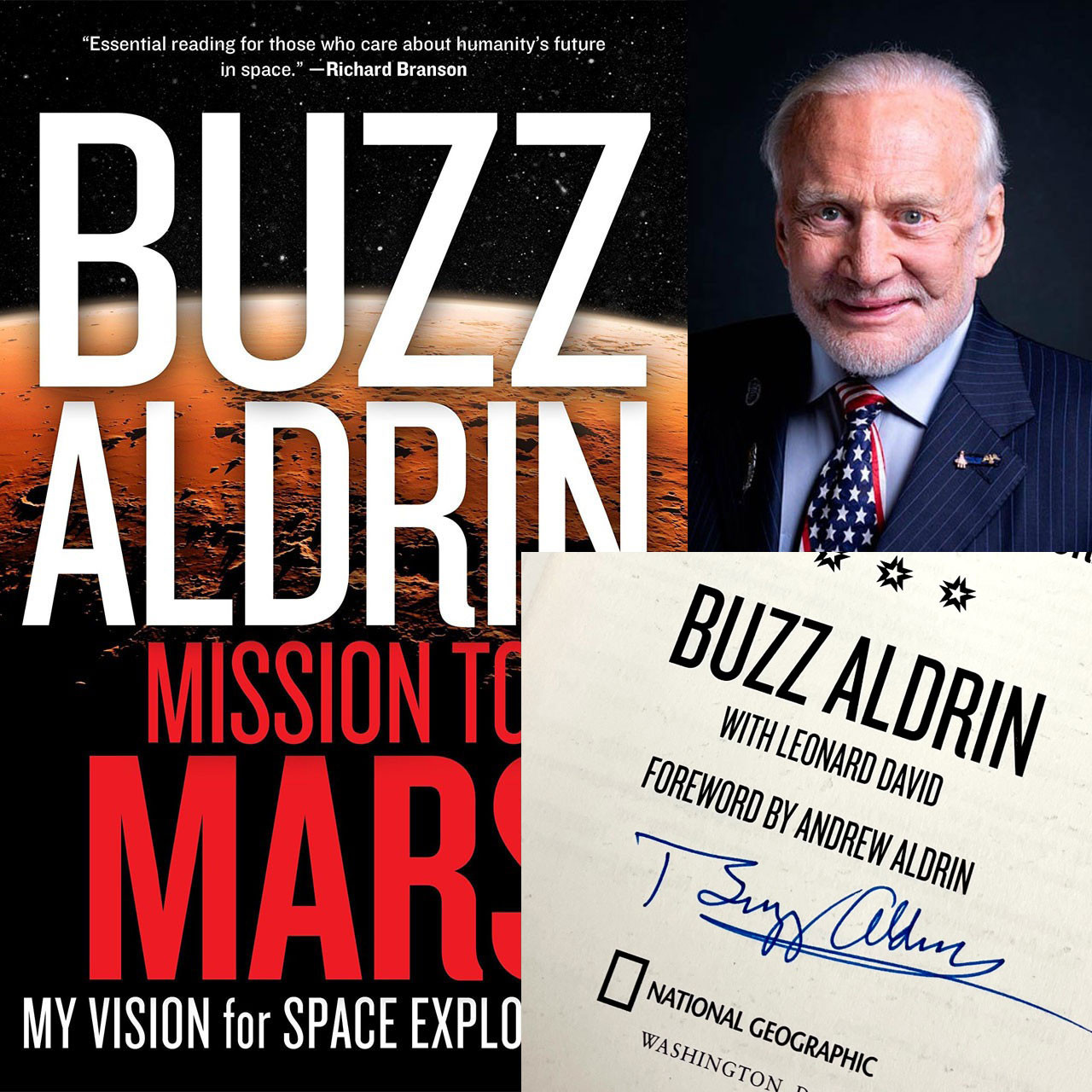 Buzz Aldrin "Mission To Mars: My Vision for Space Exploration" Signed First Edition/ First Printing w/COA