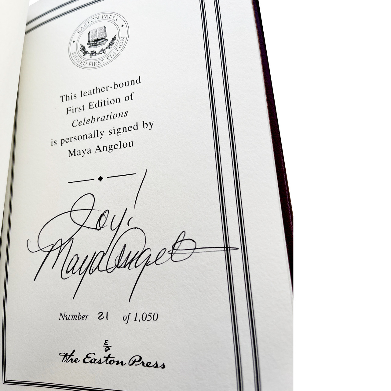 Maya Angelou "Celebrations: Rituals of Peace and Prayer" Signed Limited First Edition No. 21 of 1,050 w/COA