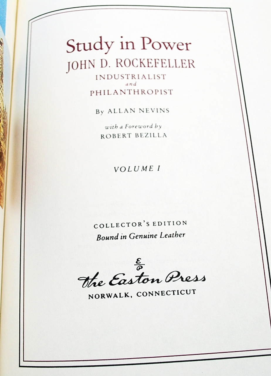 Easton Press Alan Nevins Study in Power: John D. Rockefeller 2 volume set Limited Edition Leather Bound Book