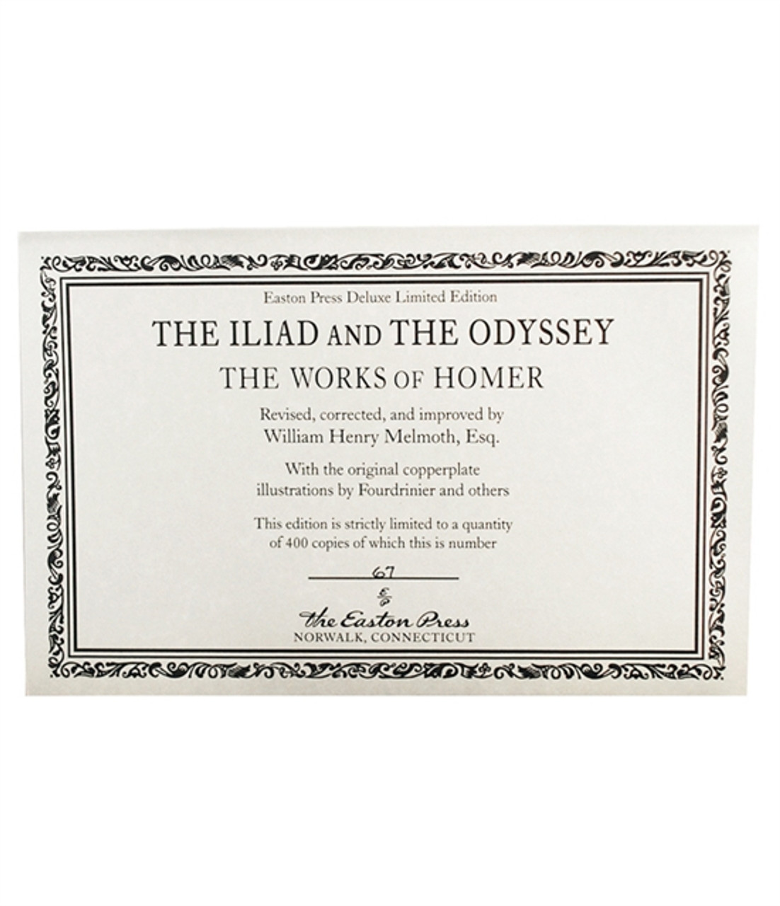 Easton Press The Works of Homer "The Iliad and The Odyssey" Deluxe Limited Edition of only 400, Slip-cased