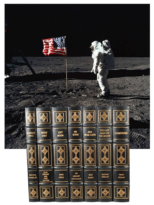 Easton Press "The Astronaut's Library" Signed Limited Edition, 7 Vols Complete Matching Leather Bound Collector's Set