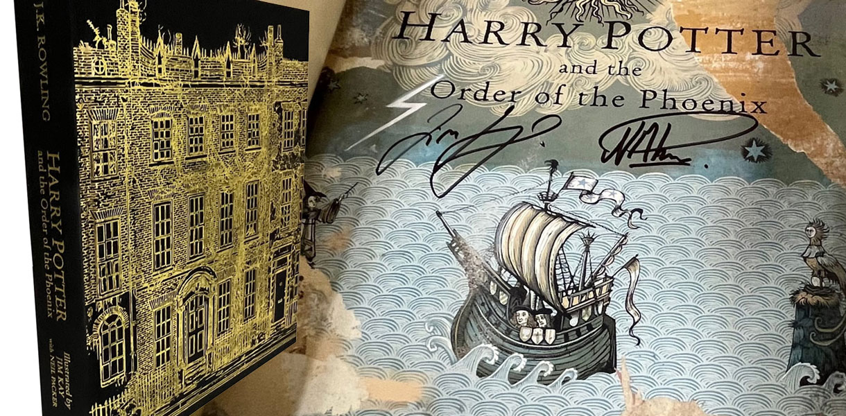 J.K. Rowling Harry Potter And The Order Of The Phoenix Signed Deluxe  Artist Illustrated Edition, Slipcased