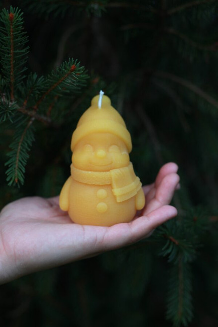Available for a limited time! Bring the cheer of winter inside with this charming character, the Smiling Snowman. Beeswax is an all-natural gift from the hive that burns brighter than any other wax, emits air-purifying negative ions, and diffuses the sweet scent of honey. Burning tips: Trim your wick to 1/4″ before lighting again. Keep away from drafts, vents, open windows, small children, pets, and flammable objects that could catch fire. Never leave your candle unattended. Burn candle until the edge is melting to prevent tunnelling. Stop burning your candle when there’s about 1/2″ of beeswax left to prevent overheating your vessel. 