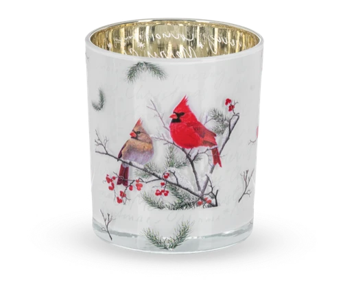 Here's a lovely piece for your holiday table. The large vessel can be used with any of our holiday candles except for our large pine cone and sweater weather candle. Its a perfect fit for our 3" hexagon pillar. The meduim vessel can be used with our votives and our holiday candles excluding our large pinecone and sweater weather candle