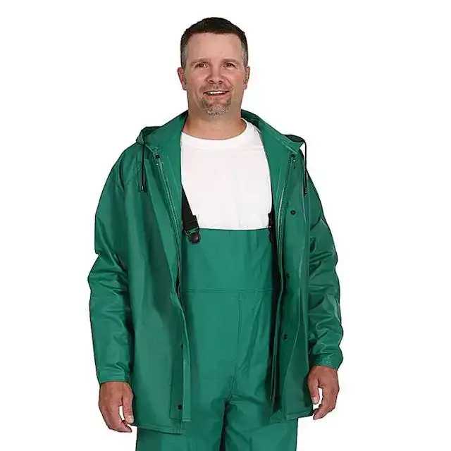 Chemical Resistant Rain Jacket with Hood Waterproof PPE