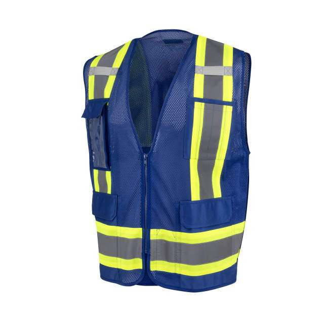 ANSI Class 1 Blue Mesh Surveyor Vest | High-Visibility Workwear