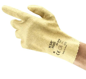Ansell KSR vinyl-coated knit work gloves with liquid-repellent grip, sold by the dozen