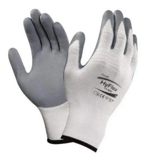 Close-up of patented foam nitrile coating on HyFlex 11-800 gloves for enhanced grip in light oil